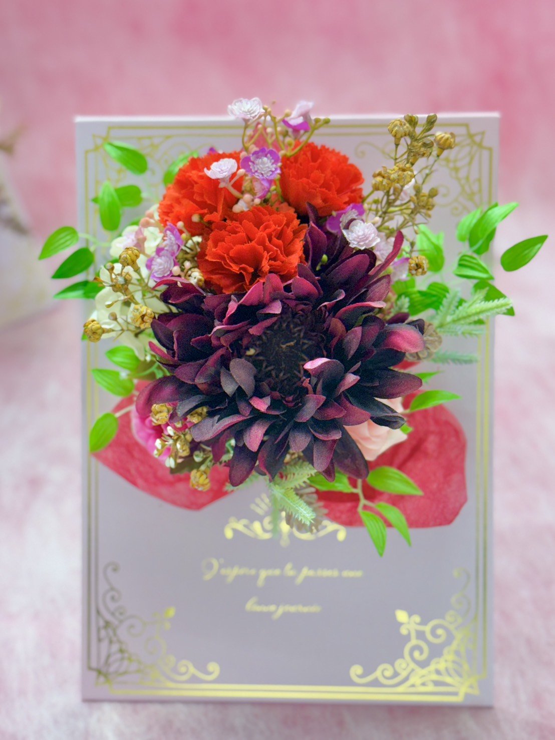 フラワーフレームスタンディングブーケ【アーティフィシャルフラワー】