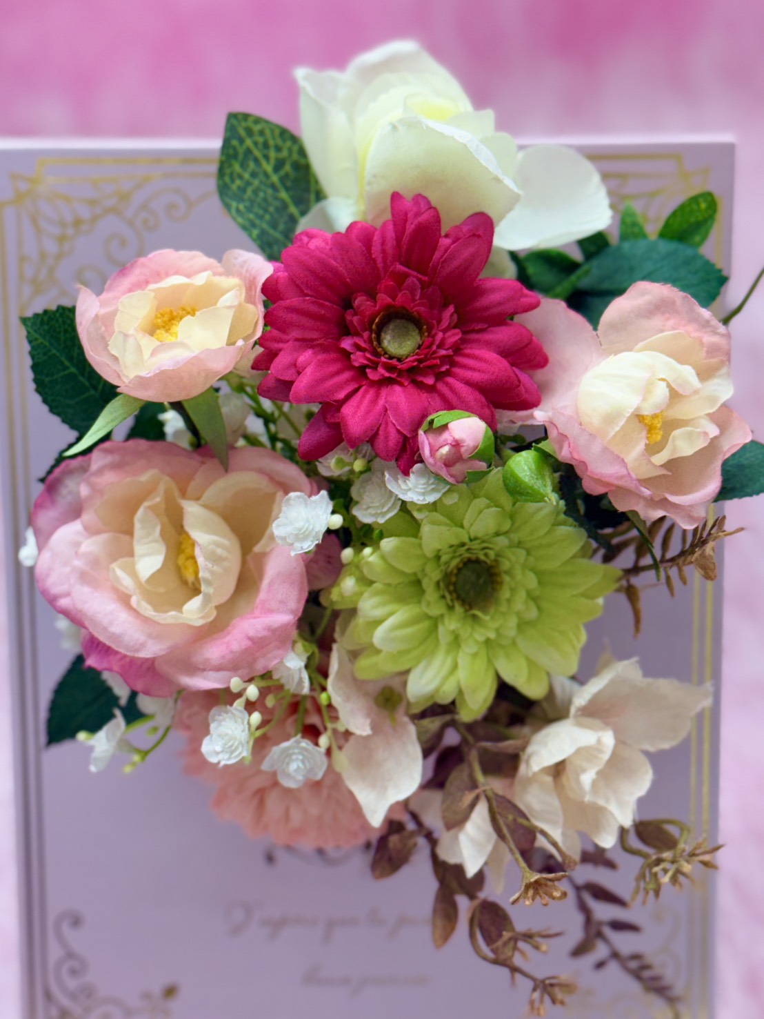 フラワーフレームスタンディングブーケ【アーティフィシャルフラワー】