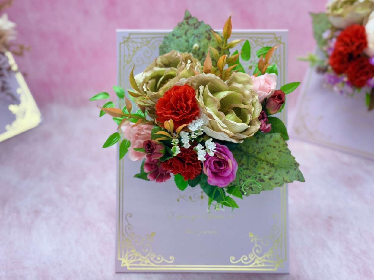 フラワーフレームスタンディングブーケ【アーティフィシャルフラワー】